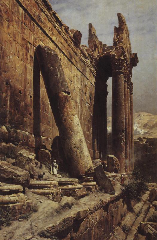 Gustav Bauernfeind Temple Ruins of Baalbek Norge oil painting art